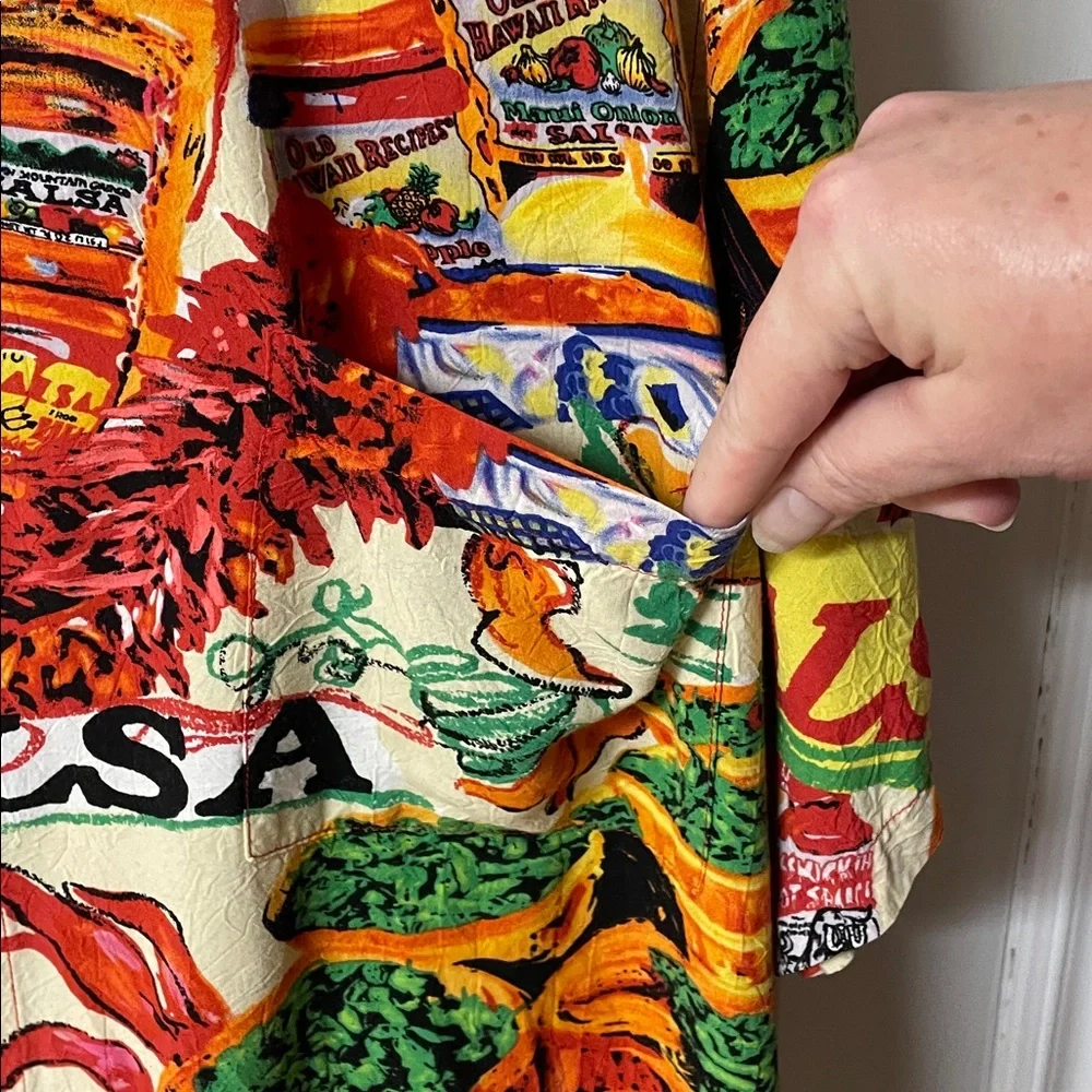 Jams World Food Art "Salsa" print rayon casual button-down shirt men’s size XXL - Picture 5 of 13